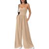 imagePRETTYGARDEN Jumpsuits for Women Summer 2026 Sleeveless Wide Leg Date Night Rompers Beach Vacation Cruise One Piece OutfitsBeige