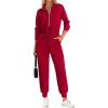 imagePRETTYGARDEN Long Sleeve Jumpsuits for Women Casual 2026 Fall Fashion Zip Up Pant Rompers One Piece Sweatsuits Travel OutfitsRed