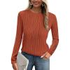 imagePRETTYGARDEN Long Sleeve Tops for Women Spring Fall Trendy Business Dressy Casual Shirts Crewneck Textured Blouse ClothesBrick Red