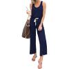 imagePRETTYGARDEN One Piece Jumpsuits for Women 2026 Summer Casual Drawstring Sleeveless Tank Romper Beach Vacation OutfitsZnavy