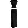 imagePRETTYGARDEN Skirt Sets Women 2 Piece Outfits Summer Outfits 2026 Going Out Crop Tops Long Maxi Skirts Beach Vacation ClothesBlack