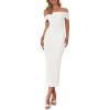 imagePRETTYGARDEN Summer Dresses for Women Formal Off The Shoulder Midi Bodycon Ribbed Knit Spring Wedding Guest DressWhite