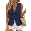 imagePRETTYGARDEN Women 2026 Summer Tie Front Eyelet Tank Tops Trendy Floral Vest Sleeveless V Neck Dressy Blouse Vacation OutfitsNavy Blue