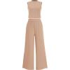 imagePRETTYGARDEN Womens 2 Piece Lounge Sets Ribbed Knit Tank Tops Wide Leg Pants Matching Outfits KhakiSmall