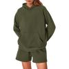 imagePRETTYGARDEN Womens 2024 Fall Fashion Clothes Hoodie Sweatshirt And Lounge Shorts Tracksuit Sets Outfits Army GreenLarge