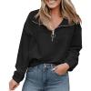 imagePRETTYGARDEN Womens 2024 Fall Sweatshirt Half Zip Collar Pullover Tops Oversized Long Sleeve Plain Casual Jacket Clothes