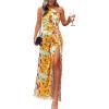 imagePRETTYGARDEN Womens 2024 Summer One Shoulder Satin Dress Cutout High Split Cocktail Wedding Guest Maxi Dresses