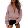 imagePRETTYGARDEN Womens 2026 Fall Hooded Sweatshirts Long Sleeve Half Zip Cropped Hoodies Pullover Winter Fashion ClothesPink