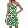 imagePRETTYGARDEN Womens 2026 Summer Halter Mini Dress Sleeveless Boho Floral Short Sundress Casual Flowy Beach DressesGreen Leopard