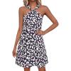 imagePRETTYGARDEN Womens 2026 Summer Halter Mini Dress Sleeveless Boho Floral Short Sundress Casual Flowy Beach DressesLeopard Black