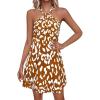 imagePRETTYGARDEN Womens 2026 Summer Halter Mini Dress Sleeveless Boho Floral Short Sundress Casual Flowy Beach DressesLeopard Caramel