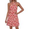 imagePRETTYGARDEN Womens 2026 Summer Halter Mini Dress Sleeveless Boho Floral Short Sundress Casual Flowy Beach DressesRed Leopard