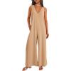 imagePRETTYGARDEN Womens Casual Summer Overall Jumpsuits Sleeveless Tank V Neck Wide Leg Loose One Piece Romper Beige YellowLarge
