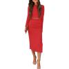 imagePRETTYGARDEN Womens Fall 2 Piece Outfits Track Suits Long Sleeve Crop Tops Bodycon Midi Skirt Slit Dress Matching Sets