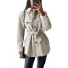 imagePRETTYGARDEN Womens Fall Fashion Winter Trench Coats Lapel Button Down Peacoat Belted Outerwear Casual Jackets Grey WhiteSmall