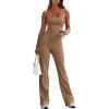 imagePRETTYGARDEN Womens Flare Jumpsuits Summer One Piece Outfits Strapless Tube Bodycon Yoga Pants Rompers