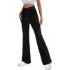 imagePRETTYGARDEN Womens Flare Leggings High Waisted Lightweight Sweatpants Casual Bell Bottom Bootcut Yoga Pants Solid BlackSmall