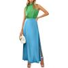 imagePRETTYGARDEN Womens Long Formal Satin Dress Mock Neck Sleeveless Side Slit Flowy Maxi Tank Dresses GreenSky BlueMedium