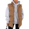 imagePRETTYGARDEN Womens Puffer Jacket Vests 2026 Fall Casual Sleeveless Stand Collar Zip Up Coats Warm Winter OuterwearKhaki