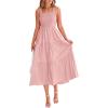 imagePRETTYGARDEN Womens Smocked Midi Dress 2025 Summer Ruffle A Line Long Flowy Dresses Cute Sleeveless Beach Sundress PinkSmall