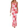 imagePRETTYGARDEN Womens Summer Beach Wedding Guest Dress Bodycon Floral Maxi Dresses 2026 Spring Tropical Vacation SundressesWhite Red Floral