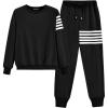 imagePRETTYGARDEN Womens Two Piece Striped Outfits Casual Long Sleeve Top and Sweatpants Matching Tracksuit Jogger Set