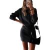 imagePRETTYGARDEN Womens Winter Rib Knit Pullover Sweater 2024 Fashion Fall Dresses Long Sleeve Hooded Bodycon Dress BlackSmall
