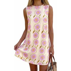 imagePRETTYGARDEN Sundresses for Women 2026 Summer Elegant Floral A Line Short Party Dress Beach Vacation ClothesApricot Light Purple Floral