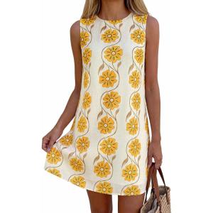 imagePRETTYGARDEN Sundresses for Women 2026 Summer Elegant Floral A Line Short Party Dress Beach Vacation ClothesApricot Yellow Floral