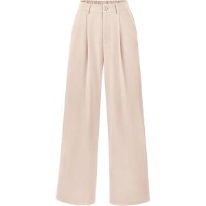 imagePRETTYGARDEN Wide Leg Pants for Women Trendy 2026 Fall High Waisted Business Casual Outfits Work Pant TrousersBeige