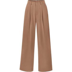 imagePRETTYGARDEN Wide Leg Pants for Women Trendy 2026 Fall High Waisted Business Casual Outfits Work Pant TrousersKhaki