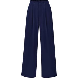 imagePRETTYGARDEN Wide Leg Pants for Women Trendy 2026 Fall High Waisted Business Casual Outfits Work Pant TrousersNavy