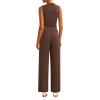 imagePRETTYGARDEN 2 Piece Sets for Women Summer 2025 Airport Travel Outfits Crop Tank Tops Wide Leg Pants Matching Lounge Sets CoffeeLarge