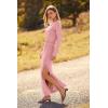 imagePRETTYGARDEN 2024 Fall 2 Piece Outfits For Women Rib Knit Crop Top And Slit Maxi Dress Skirt Sets Tracksuit PinkLarge