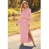imagePRETTYGARDEN 2024 Fall 2 Piece Outfits For Women Rib Knit Crop Top And Slit Maxi Dress Skirt Sets Tracksuit PinkLarge