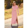 imagePRETTYGARDEN 2024 Fall 2 Piece Outfits For Women Rib Knit Crop Top And Slit Maxi Dress Skirt Sets Tracksuit PinkLarge