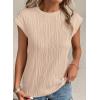 imagePRETTYGARDEN Blouses for Women Dressy Casual 2026 Spring Summer Business Office Tops Cap Sleeve Textured Cute Work ShirtApricot