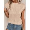 imagePRETTYGARDEN Blouses for Women Dressy Casual 2026 Spring Summer Business Office Tops Cap Sleeve Textured Cute Work ShirtApricot