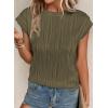 imagePRETTYGARDEN Blouses for Women Dressy Casual 2026 Spring Summer Business Office Tops Cap Sleeve Textured Cute Work ShirtArmy Green