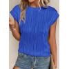 imagePRETTYGARDEN Blouses for Women Dressy Casual 2026 Spring Summer Business Office Tops Cap Sleeve Textured Cute Work ShirtBrilliant Blue