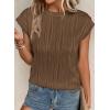 imagePRETTYGARDEN Blouses for Women Dressy Casual 2026 Spring Summer Business Office Tops Cap Sleeve Textured Cute Work ShirtCoffee