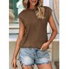 imagePRETTYGARDEN Blouses for Women Dressy Casual 2026 Spring Summer Business Office Tops Cap Sleeve Textured Cute Work ShirtCoffee
