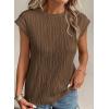 imagePRETTYGARDEN Blouses for Women Dressy Casual 2026 Spring Summer Business Office Tops Cap Sleeve Textured Cute Work ShirtCoffee