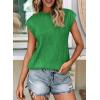 imagePRETTYGARDEN Blouses for Women Dressy Casual 2026 Spring Summer Business Office Tops Cap Sleeve Textured Cute Work ShirtGreen