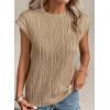 imagePRETTYGARDEN Blouses for Women Dressy Casual 2026 Spring Summer Business Office Tops Cap Sleeve Textured Cute Work ShirtKhaki