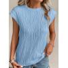 imagePRETTYGARDEN Blouses for Women Dressy Casual 2026 Spring Summer Business Office Tops Cap Sleeve Textured Cute Work ShirtLight Blue