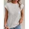 imagePRETTYGARDEN Blouses for Women Dressy Casual 2026 Spring Summer Business Office Tops Cap Sleeve Textured Cute Work ShirtLight Grey