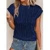 imagePRETTYGARDEN Blouses for Women Dressy Casual 2026 Spring Summer Business Office Tops Cap Sleeve Textured Cute Work ShirtNavy
