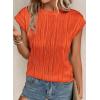 imagePRETTYGARDEN Blouses for Women Dressy Casual 2026 Spring Summer Business Office Tops Cap Sleeve Textured Cute Work ShirtOrange