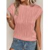 imagePRETTYGARDEN Blouses for Women Dressy Casual 2026 Spring Summer Business Office Tops Cap Sleeve Textured Cute Work ShirtPink